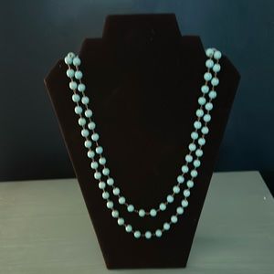30” turquoise vintage necklace sterling silver